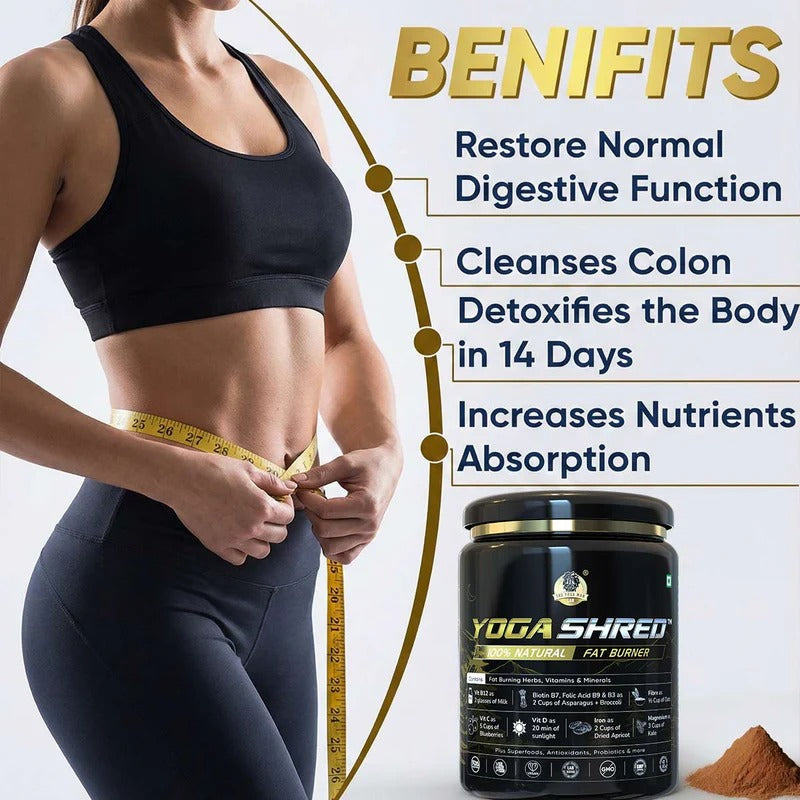 YogaManLab® YOGA SHRED - Burn Fat At-Home Ayurvedic Supplement Powder(Women) | Helps in Weight Loss & Boosting Energy | Ayurvedic & 100% Natural