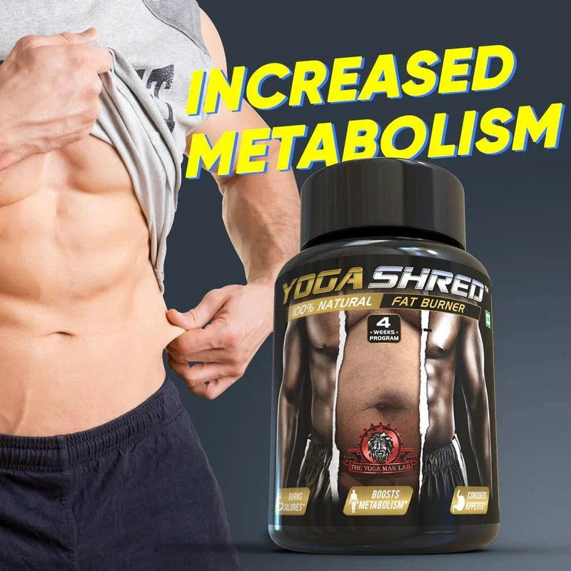 YOGA SHRED - Burn Fat At-Home Ayurvedic Supplement Capsules (Men) | Helps in Weight Loss & Boosting Energy | Ayurvedic & 100% Natural