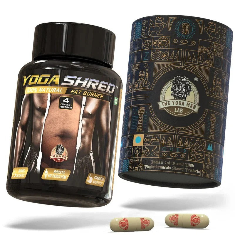YOGA SHRED - Burn Fat At-Home Ayurvedic Supplement Capsules (Men) | Helps in Weight Loss & Boosting Energy | Ayurvedic & 100% Natural