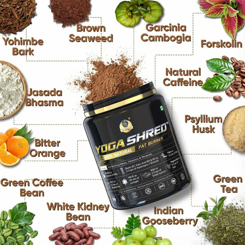 YogaManLab® YOGA SHRED - Burn Fat At-Home Ayurvedic Supplement Powder(Women) | Helps in Weight Loss & Boosting Energy | Ayurvedic & 100% Natural