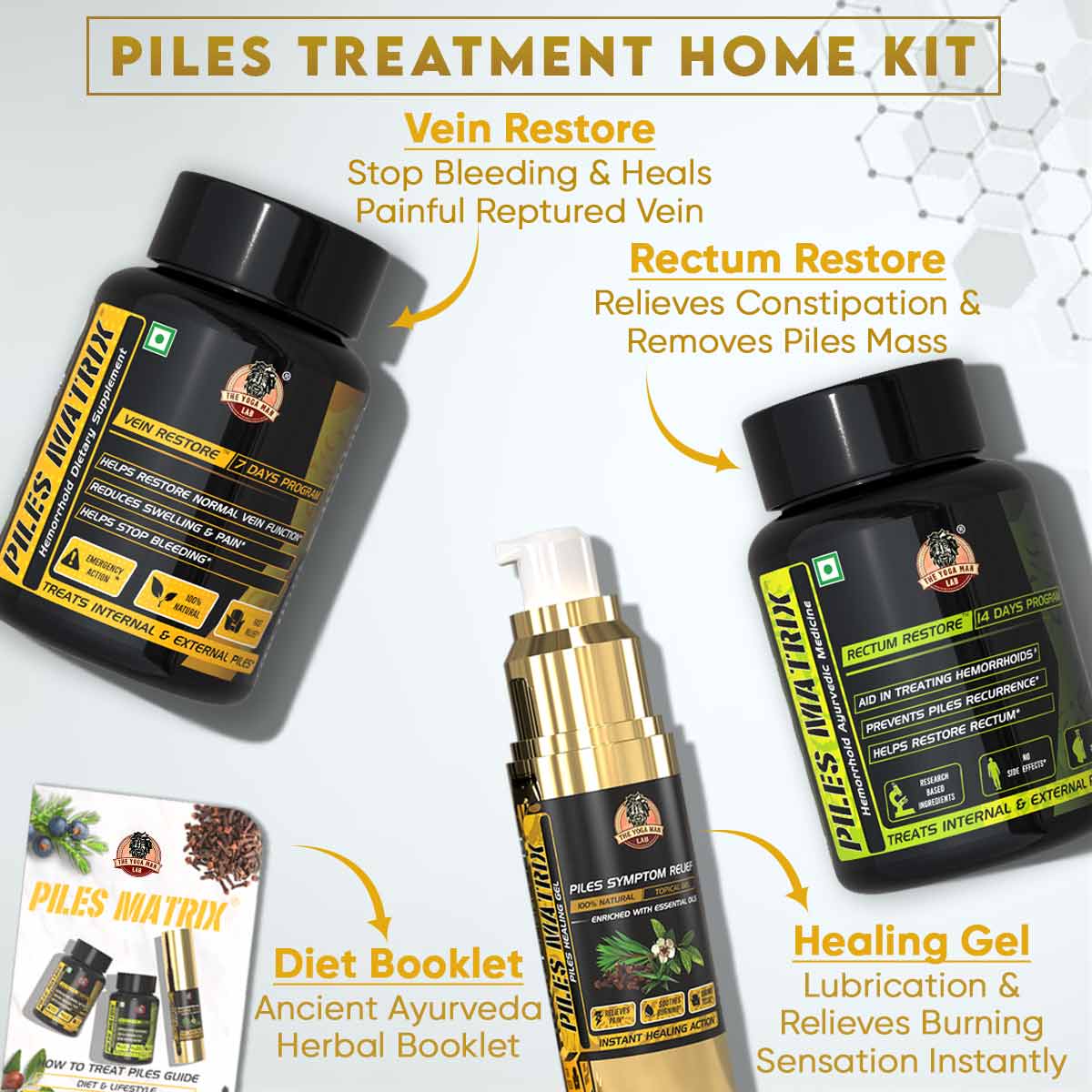 PILES MATRIX - Piles Treatment Ayurvedic Capsules & Lepam Ointment | With Free Diet & Doctor | Treats Internal Grade1-4 & External Hemorrhoids | 100% Natural