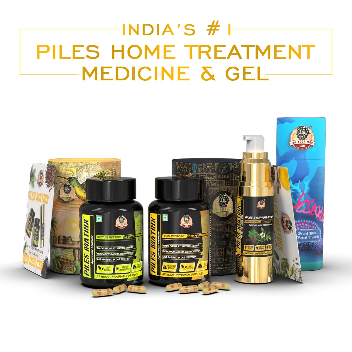 PILES MATRIX - Piles Treatment Ayurvedic Capsules & Lepam Ointment | With Free Diet & Doctor | Treats Internal Grade1-4 & External Hemorrhoids | 100% Natural Main image