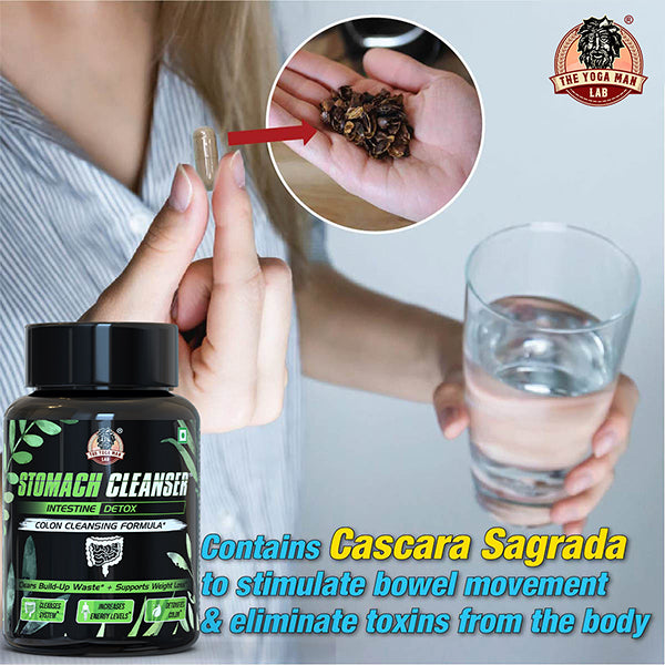 YogaManLab® STOMACH CLEANSER- Intestine Detox Ayurvedic Supplement | 14-Days Detox Program To Remove Constipation & Toxins | 100% Natural with Probiotics