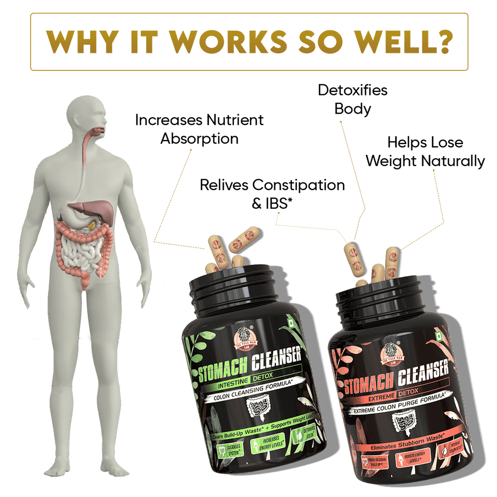 YogaManLab® STOMACH CLEANSER - Probiotic Detox & Flatter Belly Ayurvedic Supplement | 14-Days Program To Remove Constipation & Toxins | 100% Natural with Probiotics