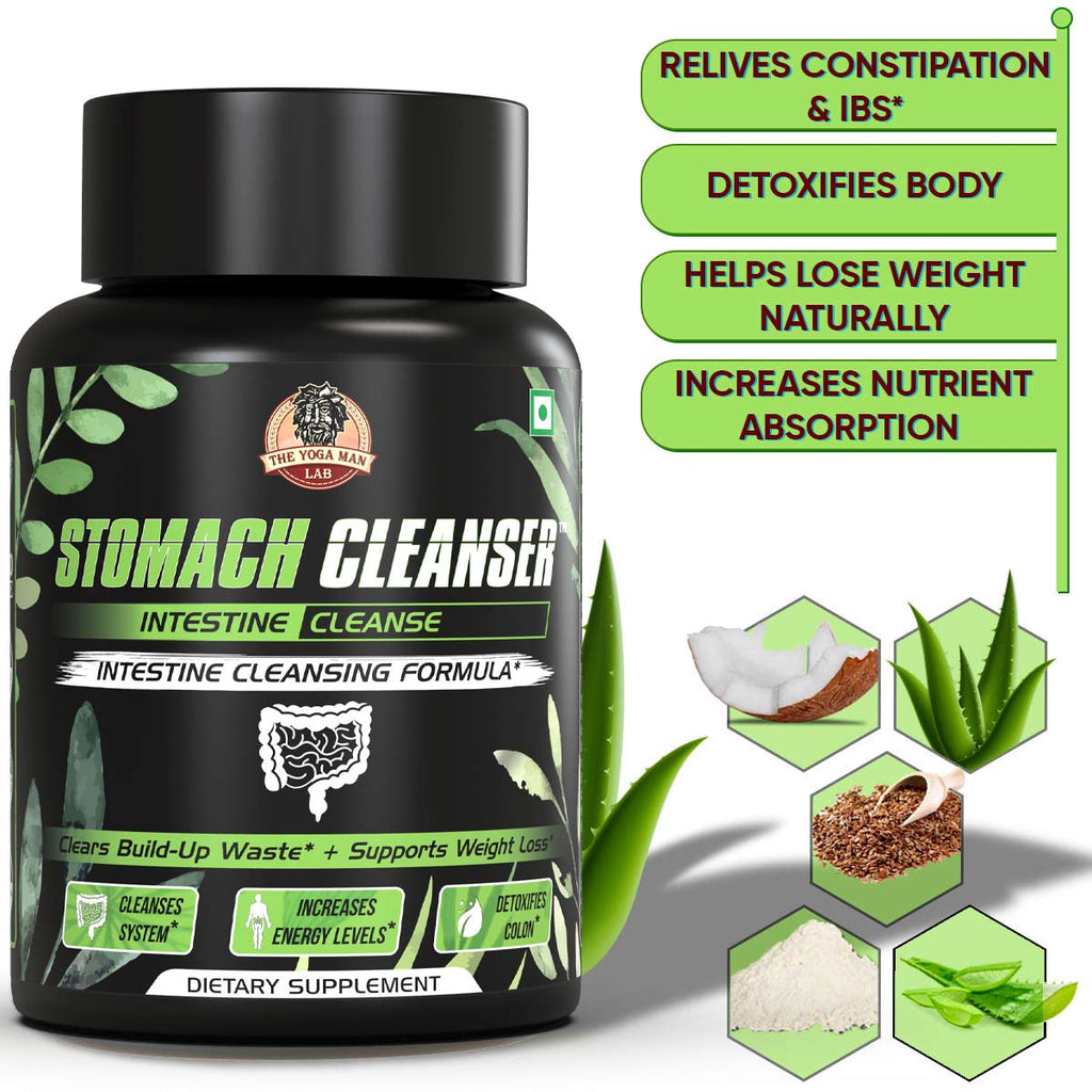 YogaManLab® STOMACH CLEANSER- Intestine Detox Ayurvedic Supplement | 14-Days Detox Program To Remove Constipation & Toxins | 100% Natural with Probiotics