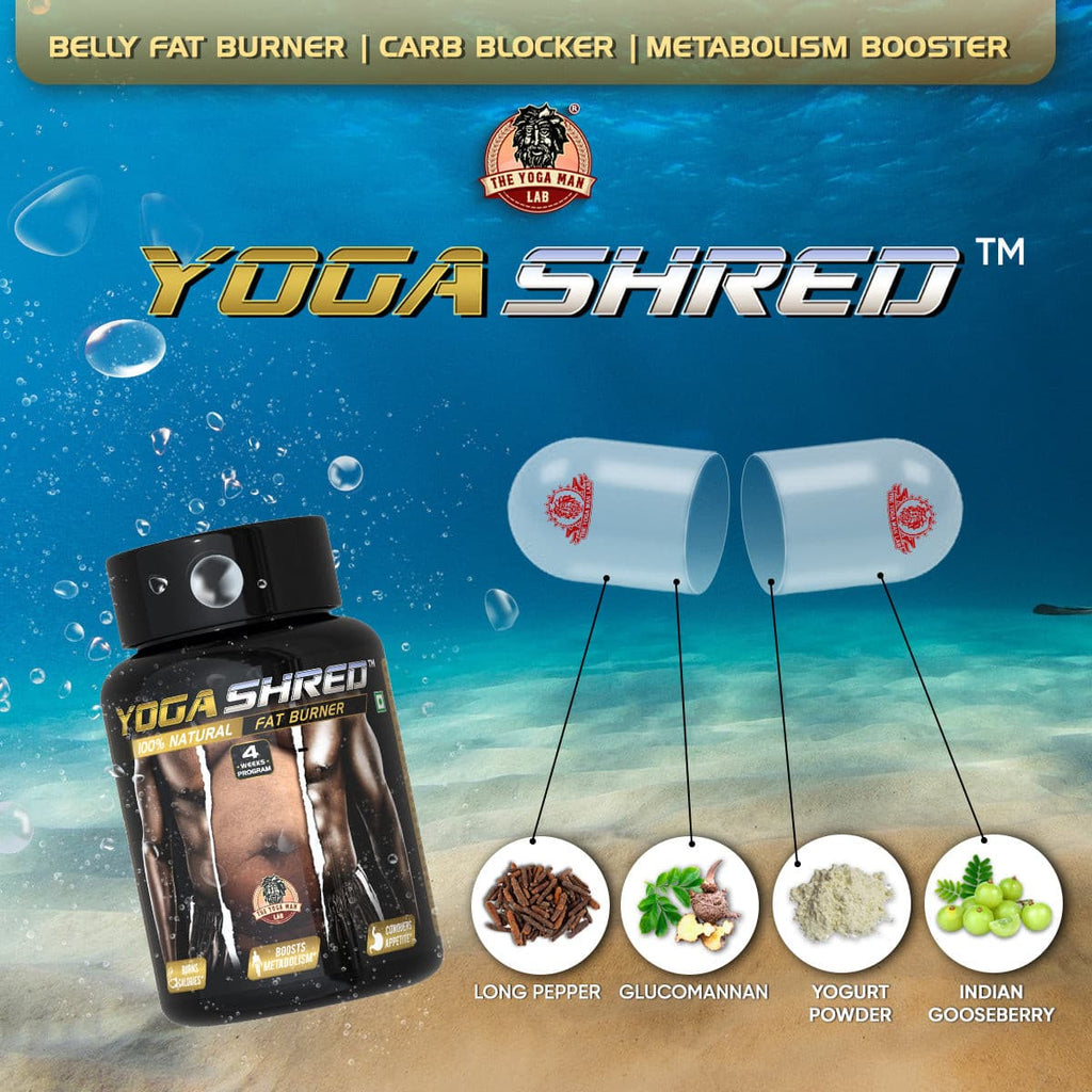 YogaManLab® YOGA SHRED - Home Fat Burner (Women) Ayurvedic Supplement | Thermogenic Weight Burner, Appetite Suppressant & Energy Booster | 100% Natural