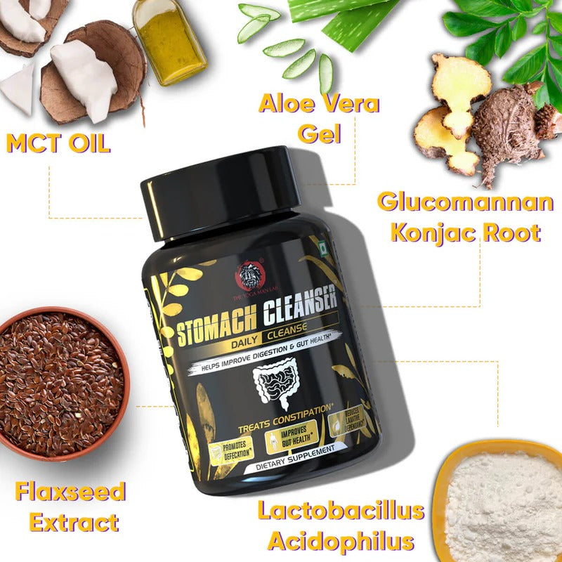 YogaManLab® STOMACH CLEANSER Daily Cleanse Ayurvedic Supplement | Probiotic Soluble Fiber For Smooth Morning Bowel Movement & Constipation Prevention | 100% Natural
