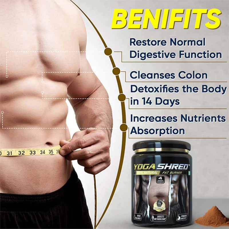 YogaManLab® YOGA SHRED - Burn Fat At-Home Ayurvedic Supplement Powder(Men) | Helps in Weight Loss & Boosting Energy | Ayurvedic & 100% Natural