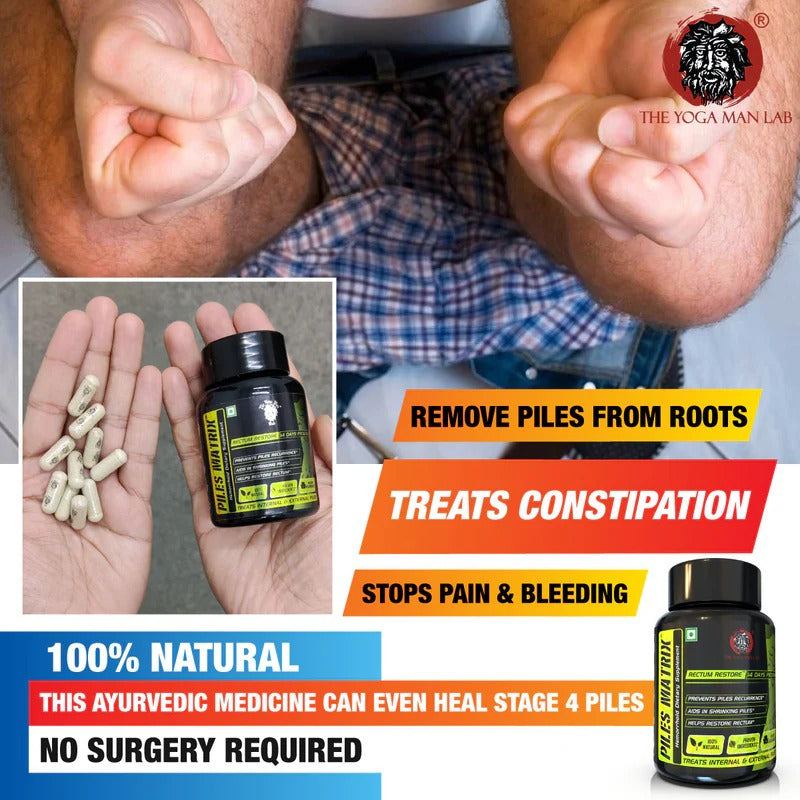 PILES MATRIX - RECTUM RESTORE Ayurvedic Supplement | Shrink Piles Lumps & Mass and Treats Constipation | 100% Natural
