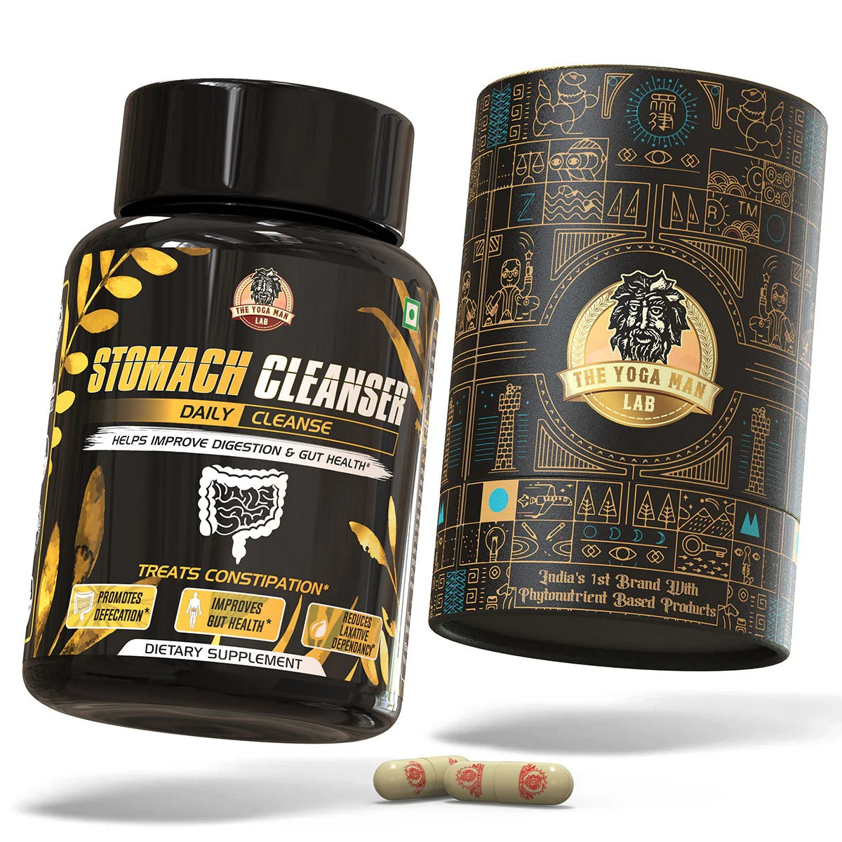YogaManLab® STOMACH CLEANSER Daily Cleanse Ayurvedic Supplement | Probiotic Soluble Fiber For Smooth Morning Bowel Movement & Constipation Prevention | 100% Natural