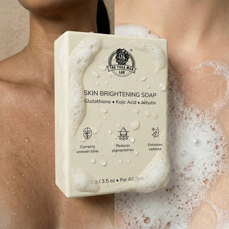 YogaManLab® Glutathione Skin Whitening Kojic Acid Soap | Makes Skin Bright & Glowing | Glutathione, Chandan, Haldi, Kesar, Sandal Wood and Saffron Soap | For Men & Women Skin