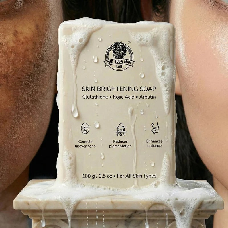 YogaManLab® Glutathione Skin Whitening Kojic Acid Soap | Makes Skin Bright & Glowing | Glutathione, Chandan, Haldi, Kesar, Sandal Wood and Saffron Soap | For Men & Women Skin