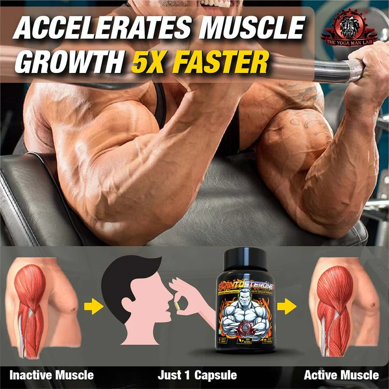 YogaManLab® PLANTOSTERONE - Ayurvedic Muscle Builder & Testosterone Booster | Helps Increase Muscle Size & Body Weight| 100% Natural
