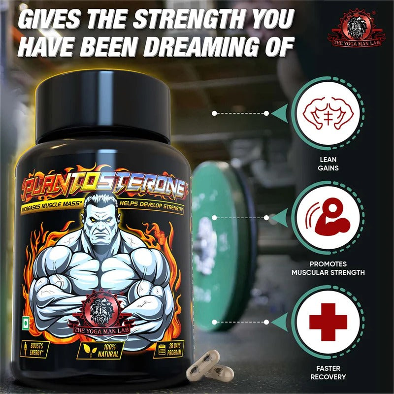 YogaManLab® PLANTOSTERONE - Ayurvedic Muscle Builder & Testosterone Booster | Helps Increase Muscle Size & Body Weight| 100% Natural