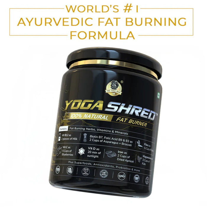 YogaManLab® YOGA SHRED - Burn Fat At-Home Ayurvedic Supplement Powder(Men) | Helps in Weight Loss & Boosting Energy | Ayurvedic & 100% Natural