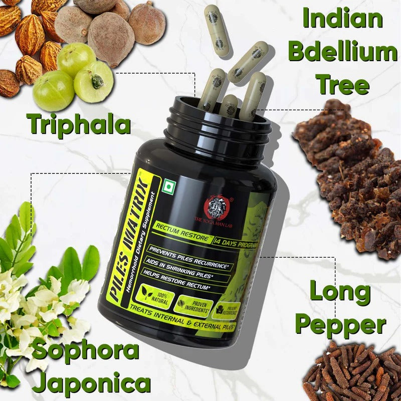 PILES MATRIX - RECTUM RESTORE Ayurvedic Supplement | Shrink Piles Lumps & Mass and Treats Constipation | 100% Natural Secondary image