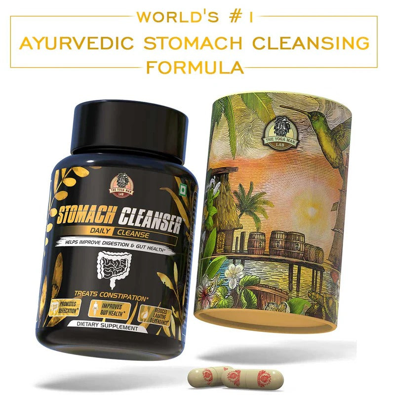 YogaManLab® STOMACH CLEANSER Daily Cleanse Ayurvedic Supplement | Probiotic Soluble Fiber For Smooth Morning Bowel Movement & Constipation Prevention | 100% Natural