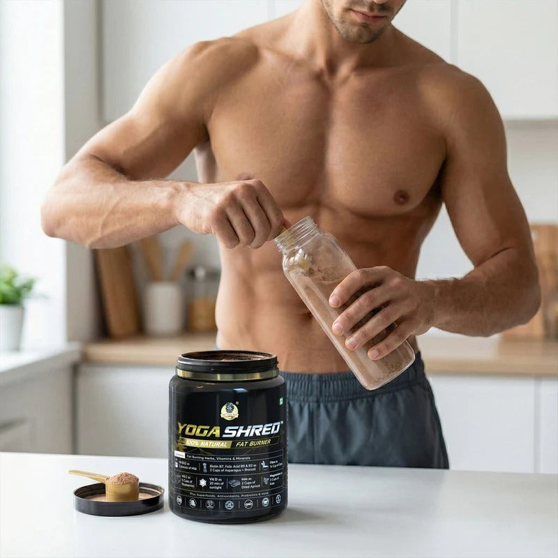 YogaManLab® YOGA SHRED - Burn Fat At-Home Ayurvedic Supplement Powder(Men) | Helps in Weight Loss & Boosting Energy | Ayurvedic & 100% Natural